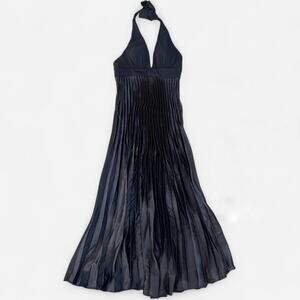 Cache Vintage 90s Y2K Pleated Satin Maxi Gown